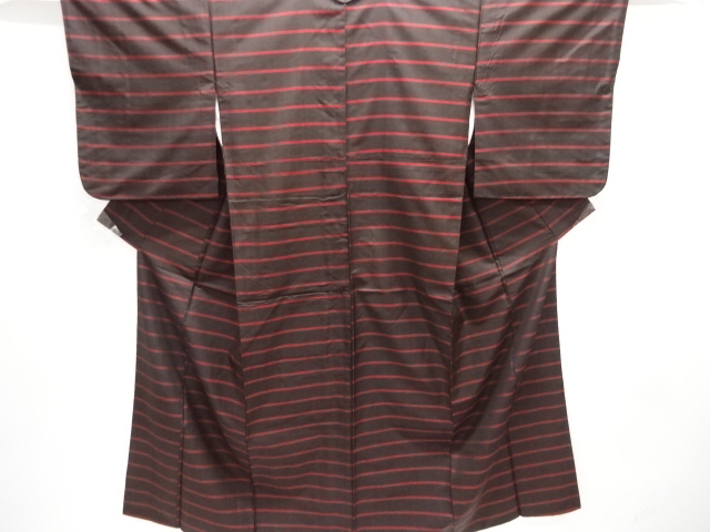 JAPANESE KIMONO / ANTIQUE ENSEMBLE KIMONO / SILK / DORO OSHIMA TSUMUGI / WOVEN STRIPE